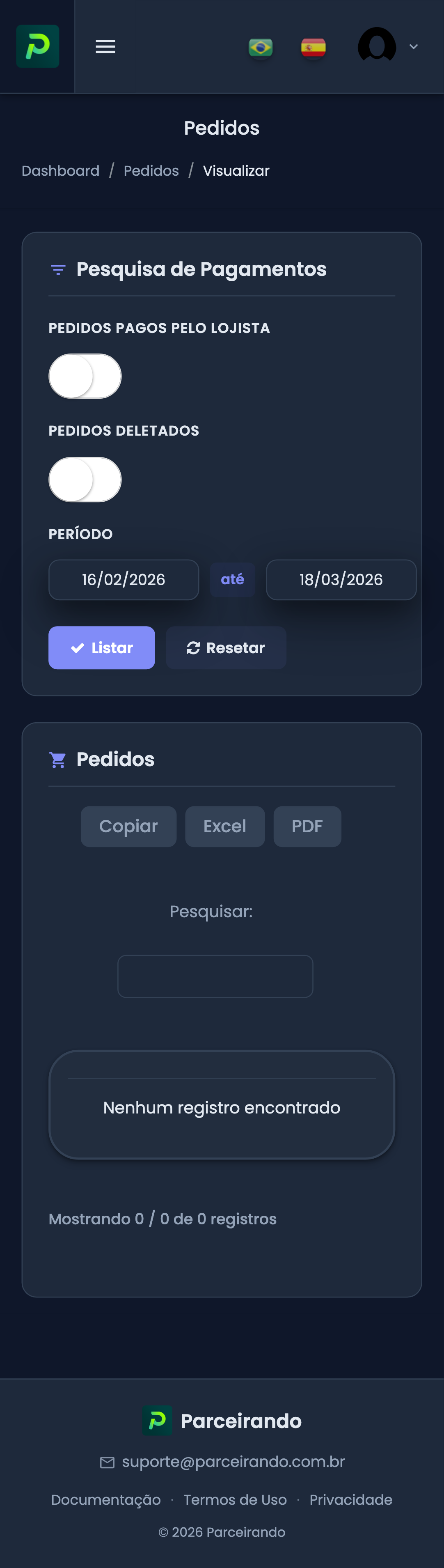 Pedidos Mobile Lojista